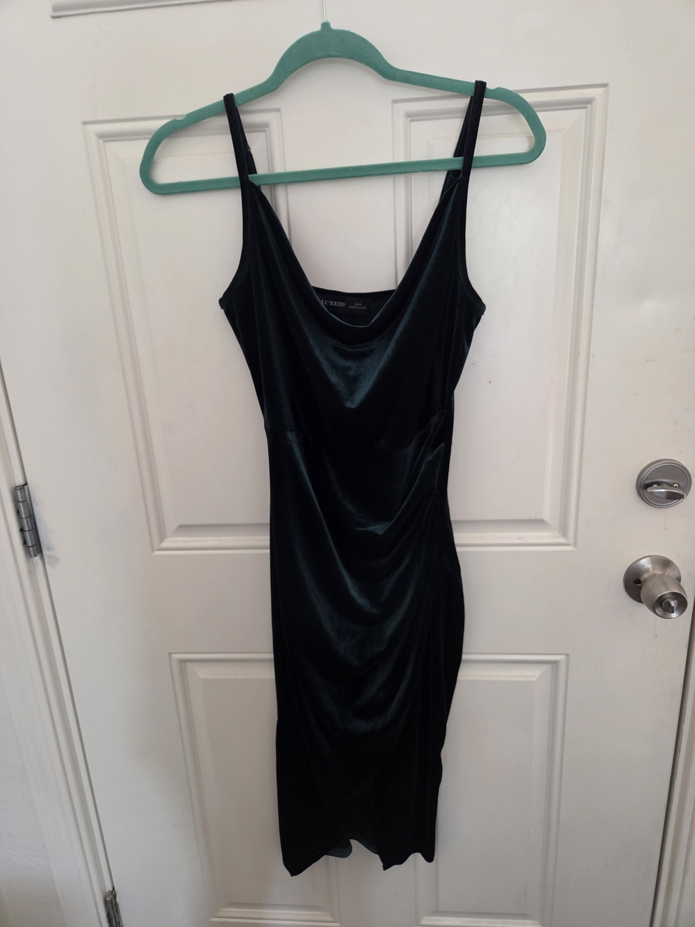 Luxedo Velvet Slip Dress in Deep Green